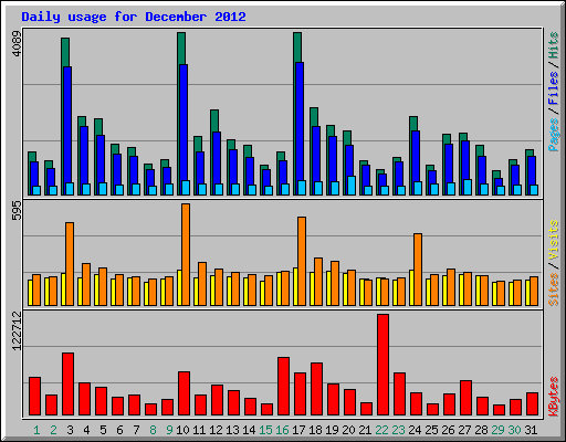 Daily usage for December 2012
