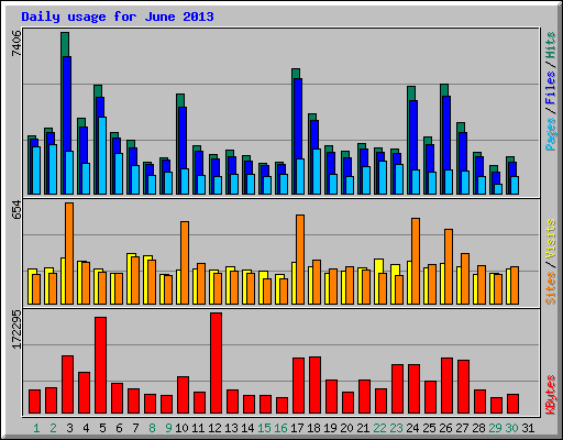 Daily usage for June 2013