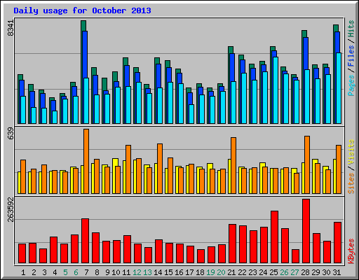 Daily usage for October 2013
