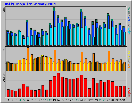 Daily usage for January 2014