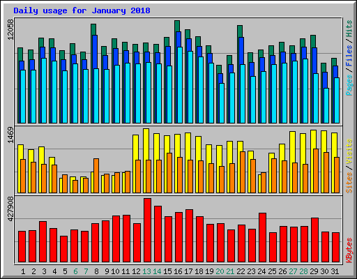 Daily usage for January 2018