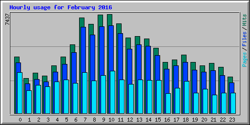 Hourly usage for February 2016