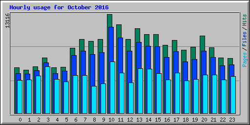 Hourly usage for October 2016